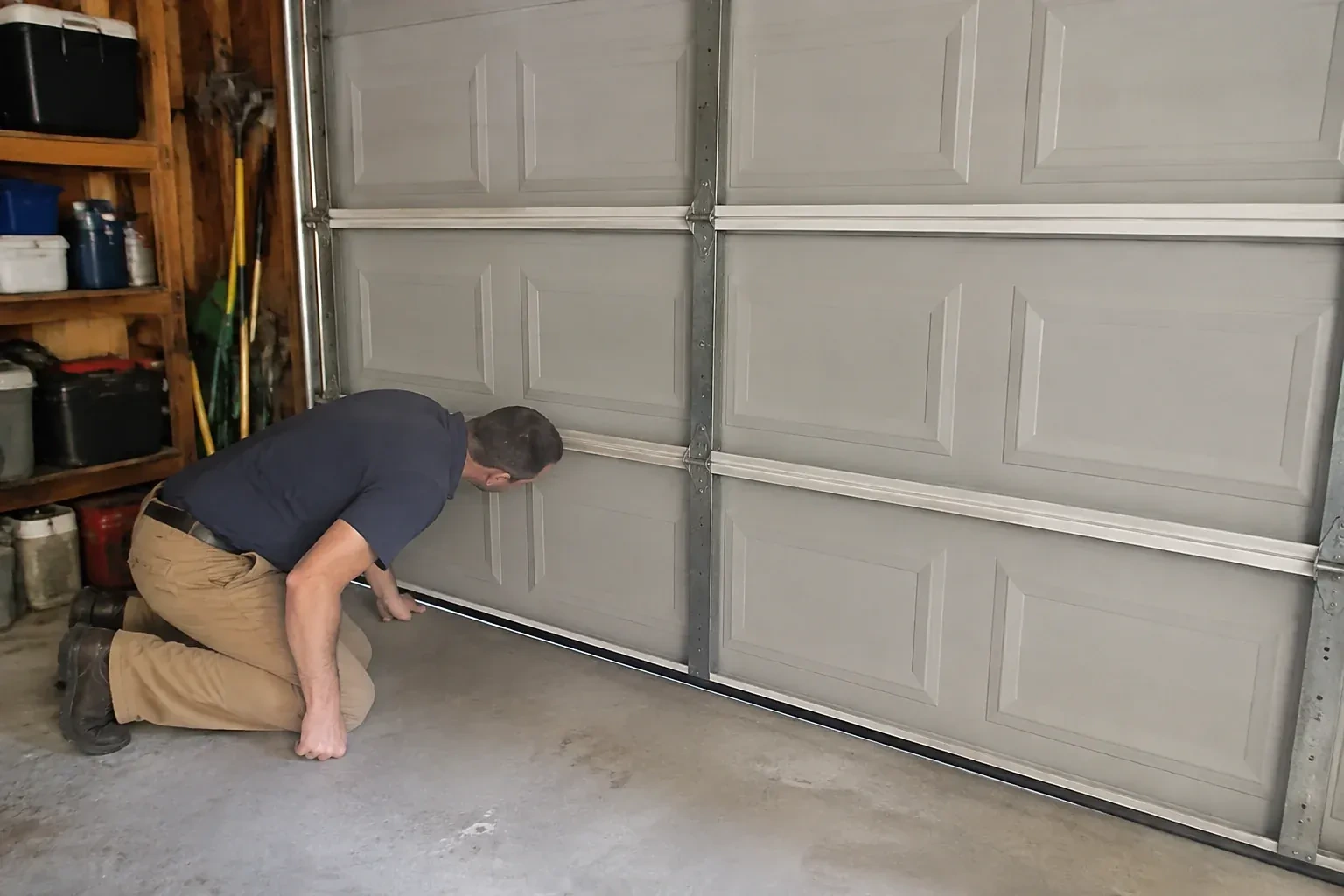 Illustrative garage doors scene; not an actual job — Garage Door Perimeter Weatherstrip, Barrie